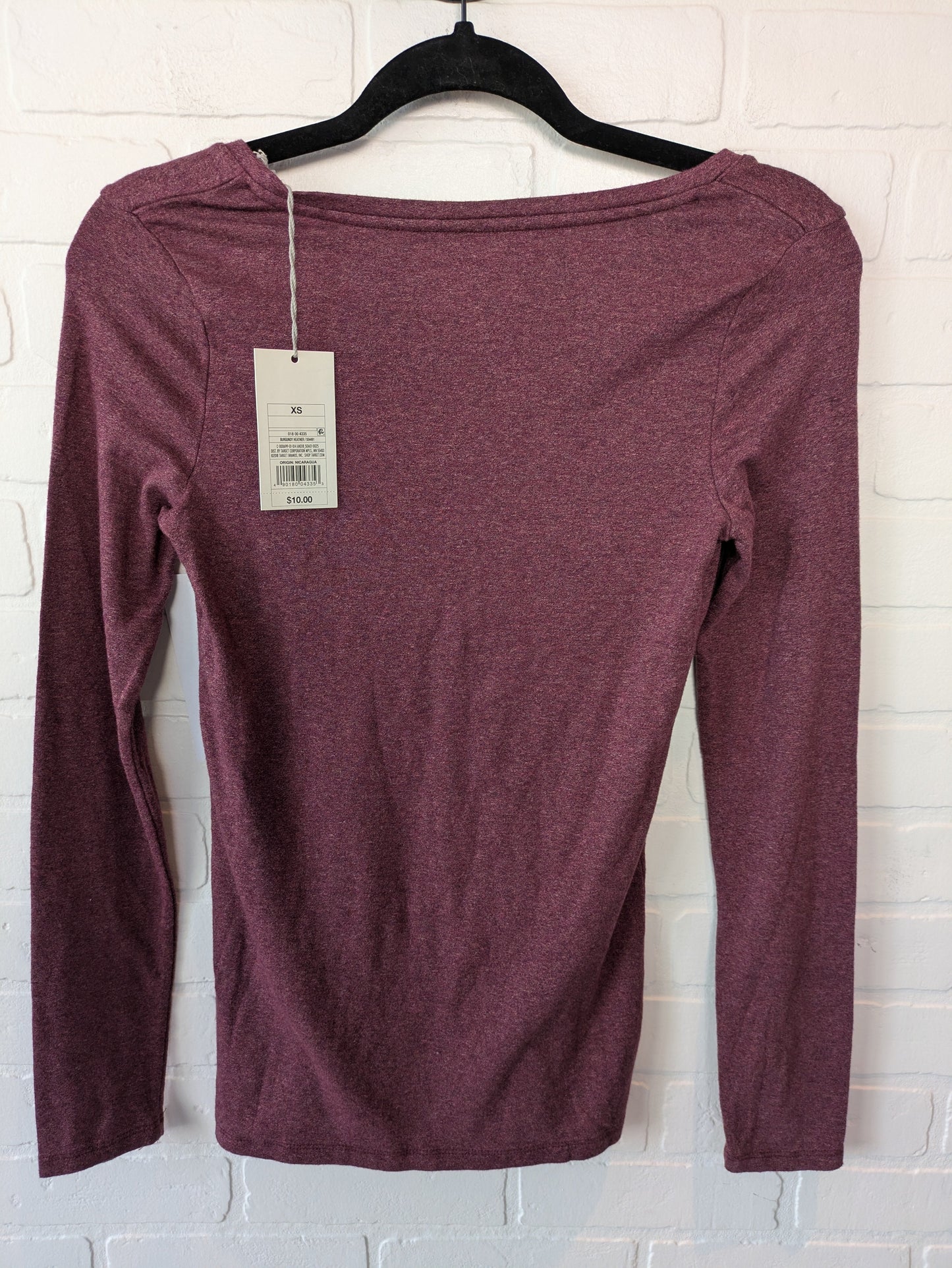 Top Long Sleeve Basic By A New Day In Red, Size: Xs