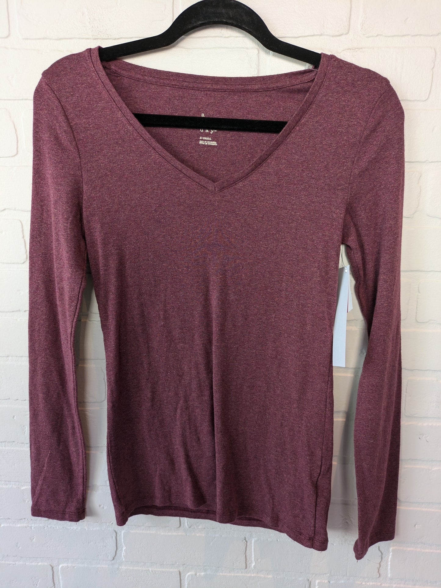 Top Long Sleeve Basic By A New Day In Red, Size: Xs