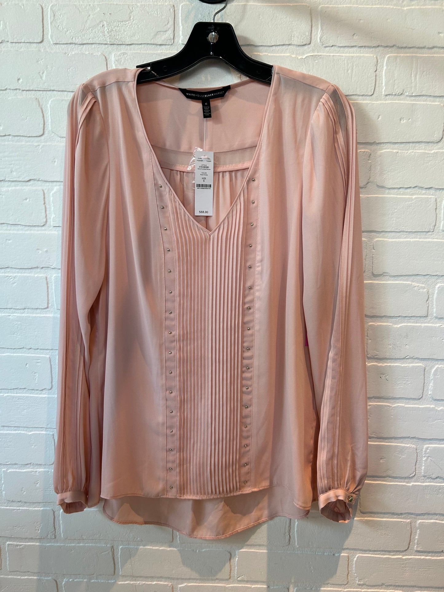 Top Long Sleeve By White House Black Market In Pink, Size: S