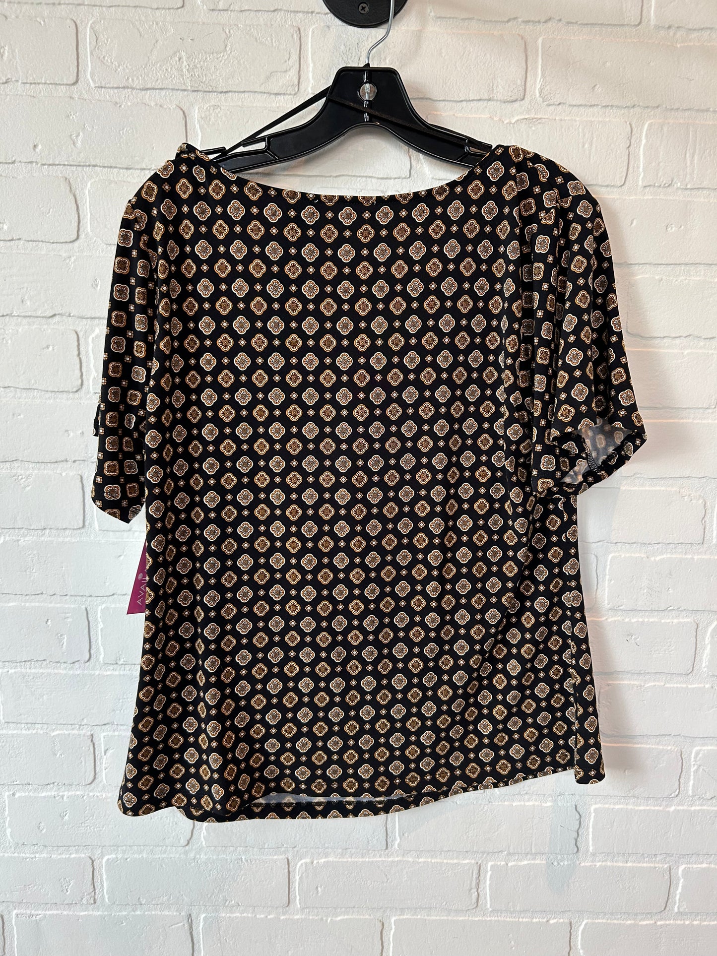 Top Short Sleeve Designer By Michael By Michael Kors In Black & Gold, Size: L