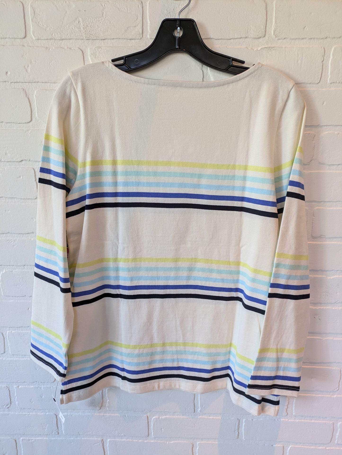 Top Long Sleeve By Talbots In White & Yellow, Size: M