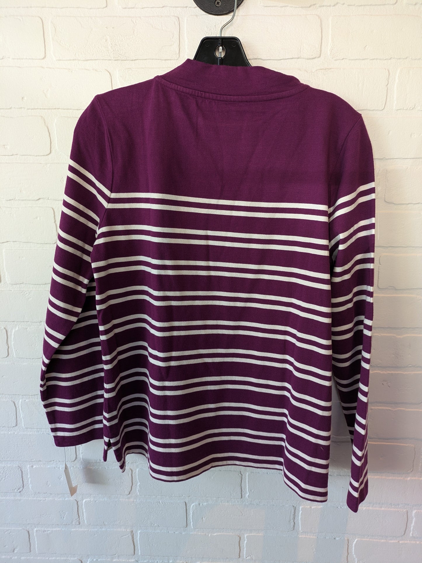 Top Long Sleeve By Talbots In Purple & White, Size: M