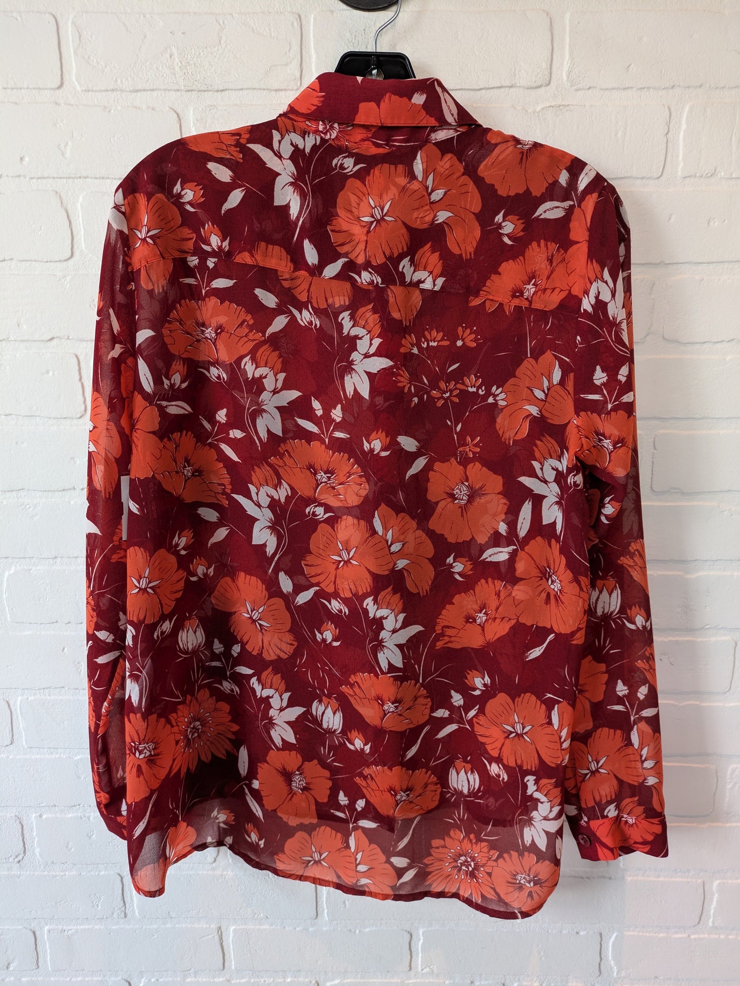 Top Long Sleeve By Cabi In Orange & Red, Size: S