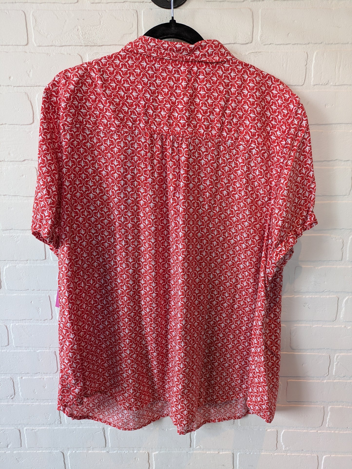 Top Short Sleeve By Croft And Barrow In Red & White, Size: 2x