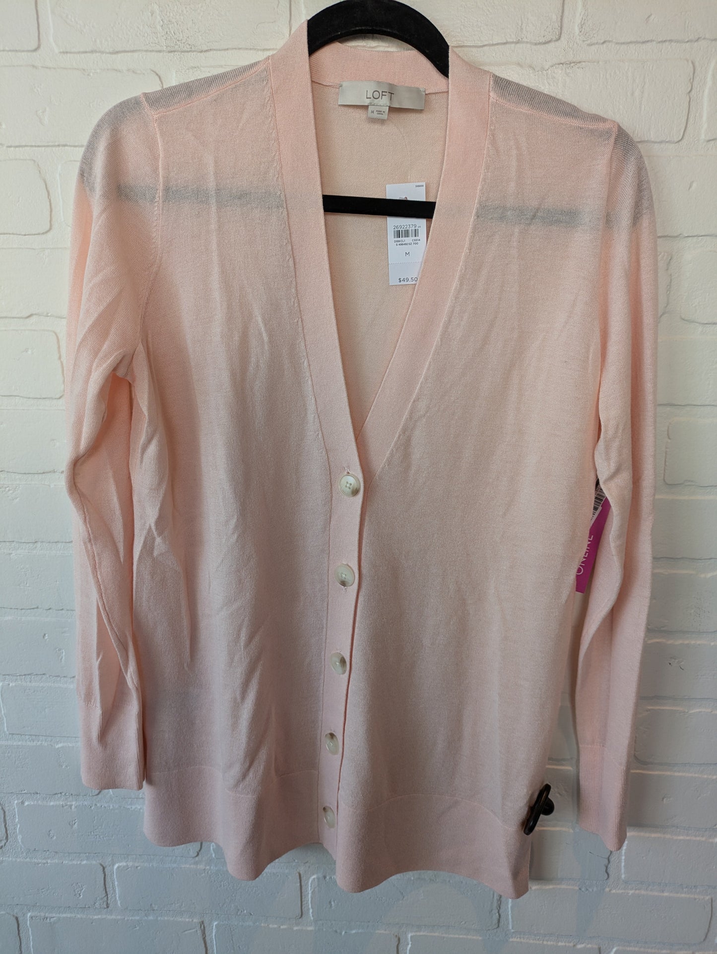 Sweater Cardigan By Loft In Pink, Size: M