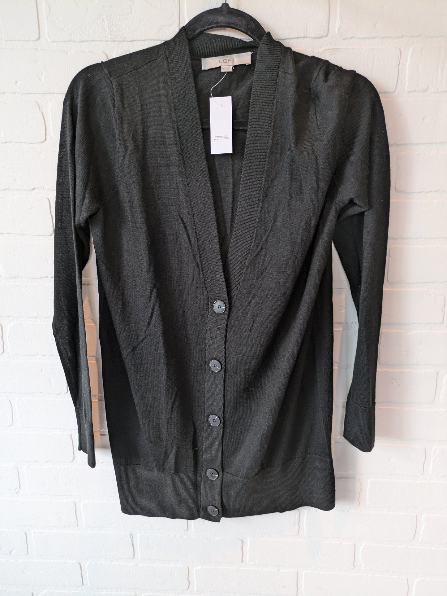 Sweater Cardigan By Loft In Black, Size: M