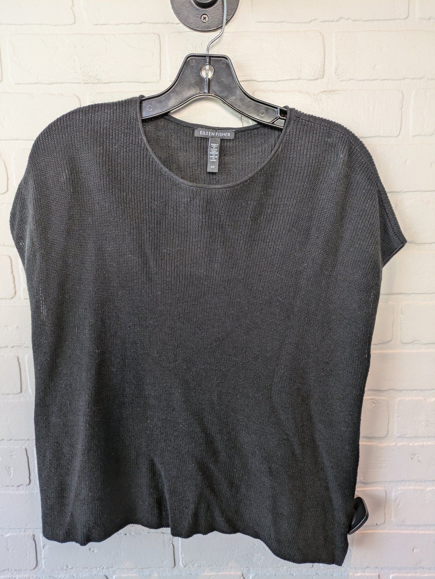 Sweater Short Sleeve By Eileen Fisher In Black, Size: S