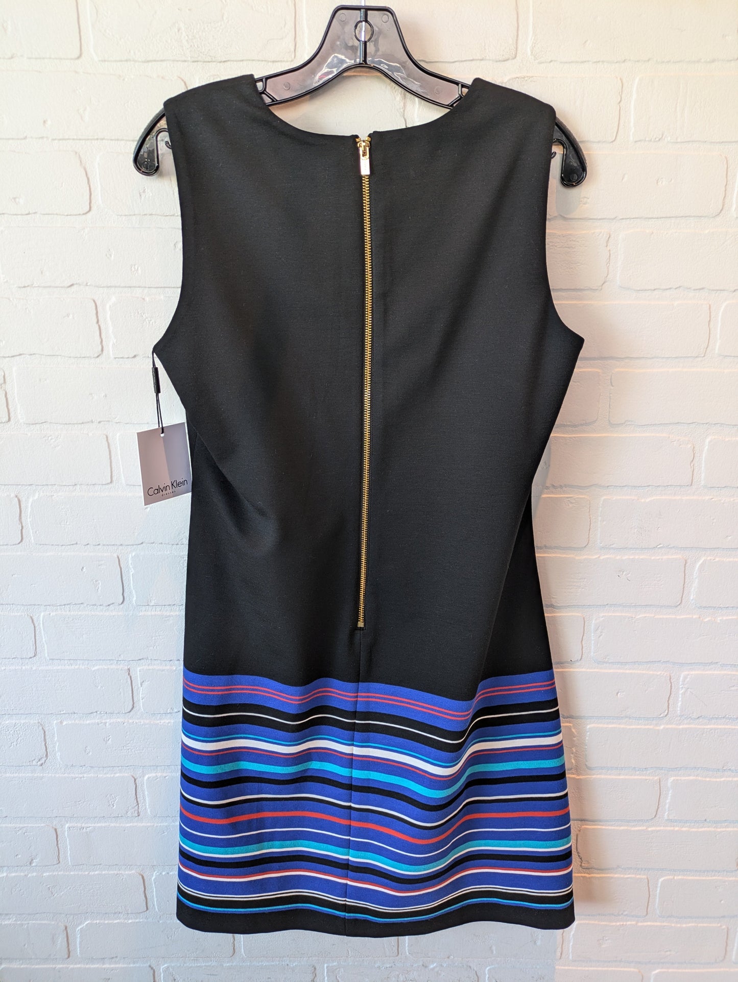 Dress Work By Calvin Klein In Black & Blue, Size: M