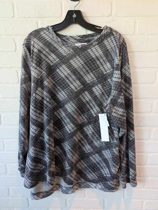 Top Long Sleeve By Denim And Co Qvc In Grey, Size: Xl