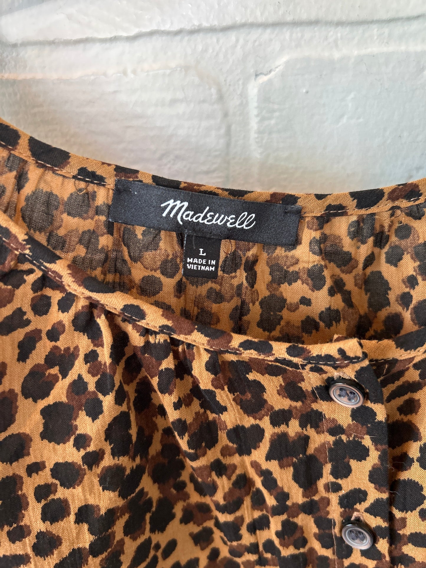 Top Short Sleeve By Madewell In Animal Print, Size: L