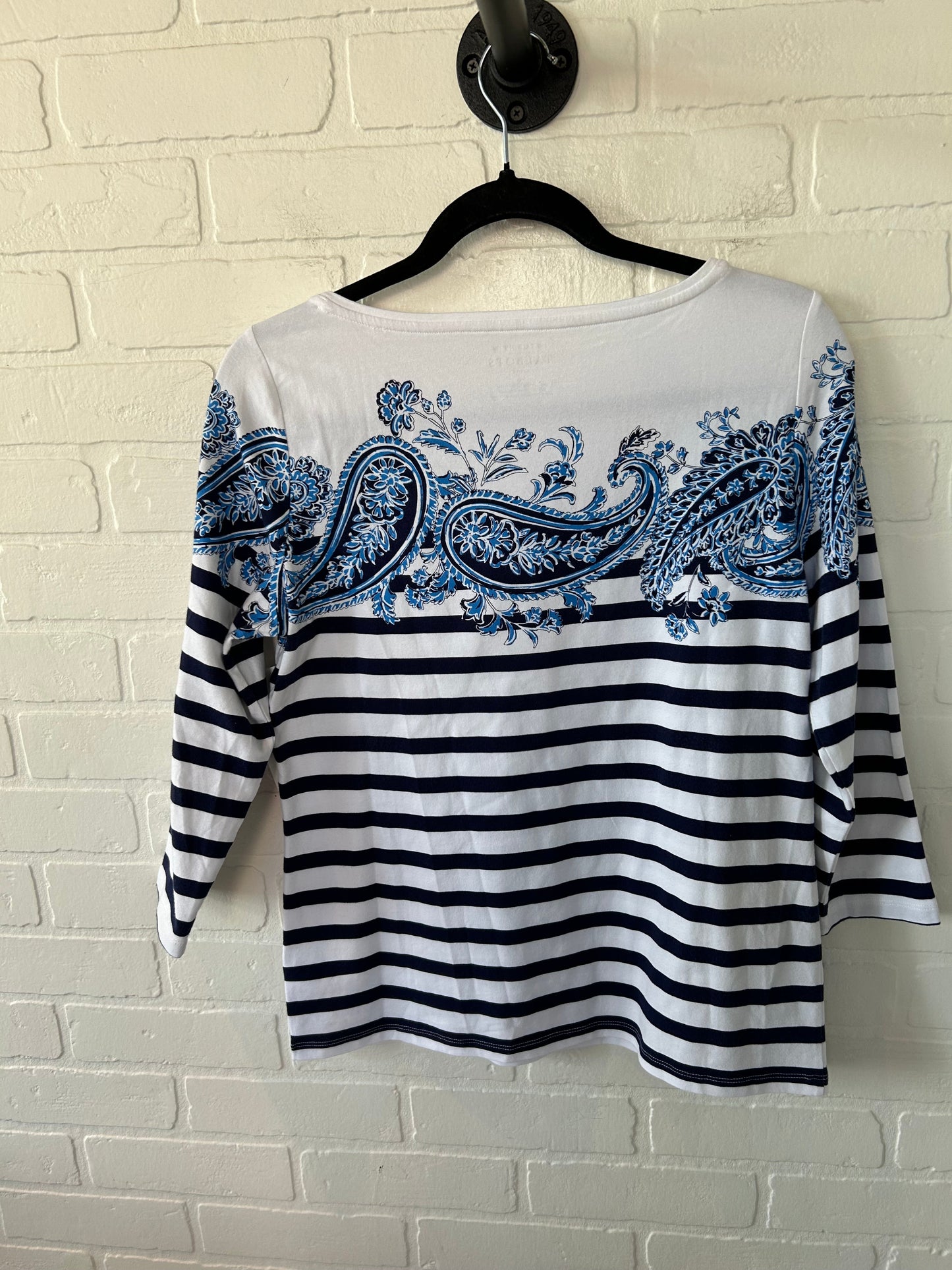 Top 3/4 Sleeve By Talbots In Blue & White, Size: M