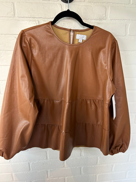 Top Long Sleeve By Mudpie In Brown, Size: M