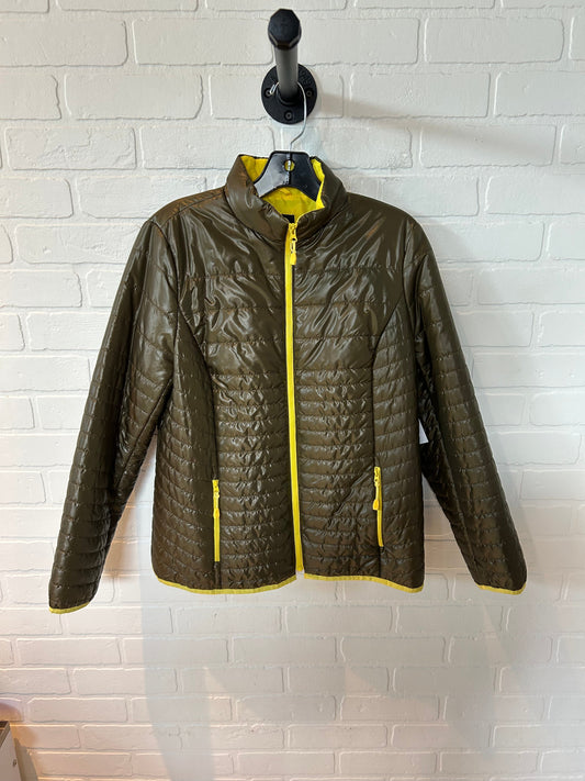 Jacket Puffer & Quilted By Talbots In Green & Yellow, Size: M