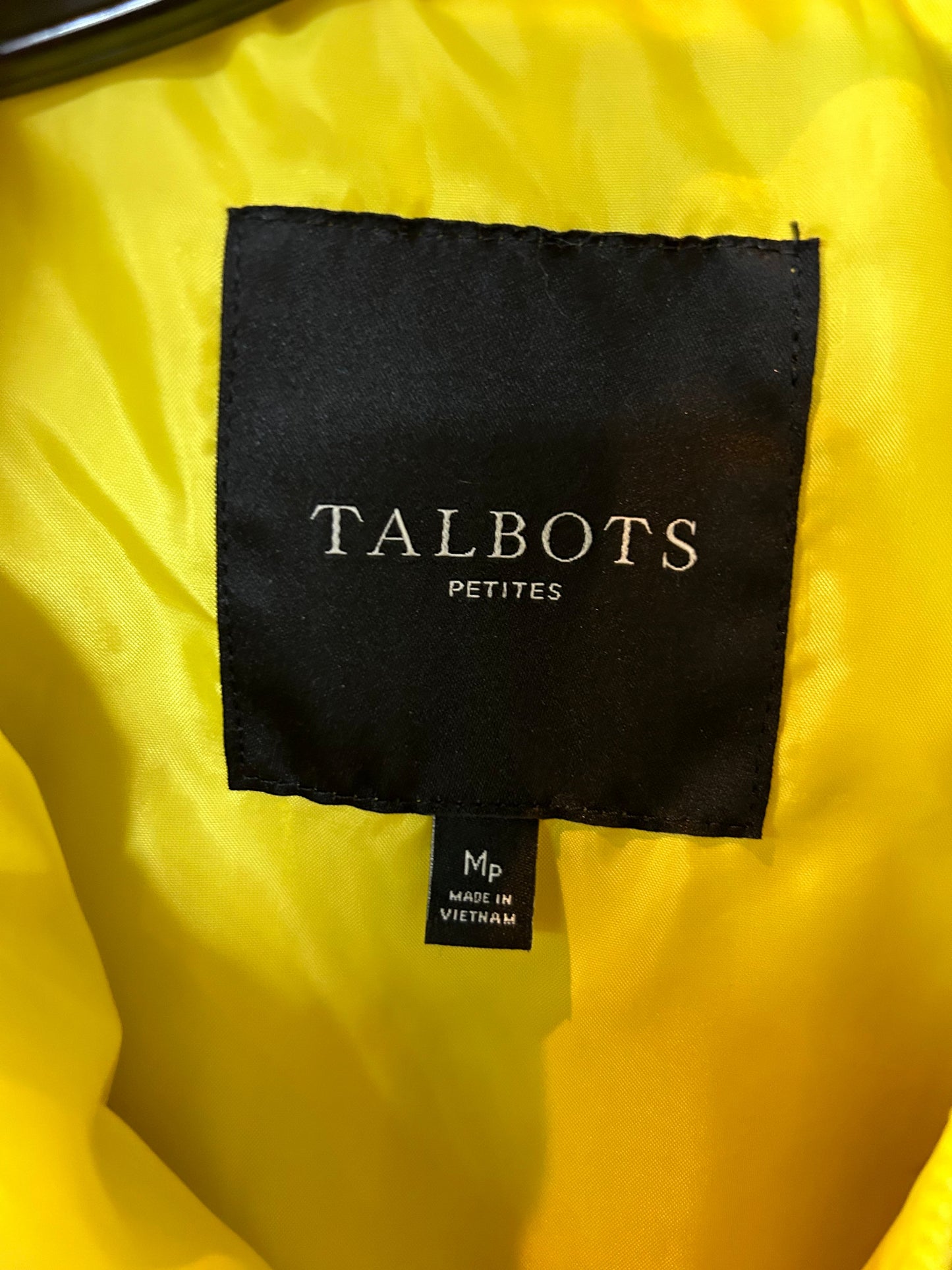 Jacket Puffer & Quilted By Talbots In Green & Yellow, Size: M