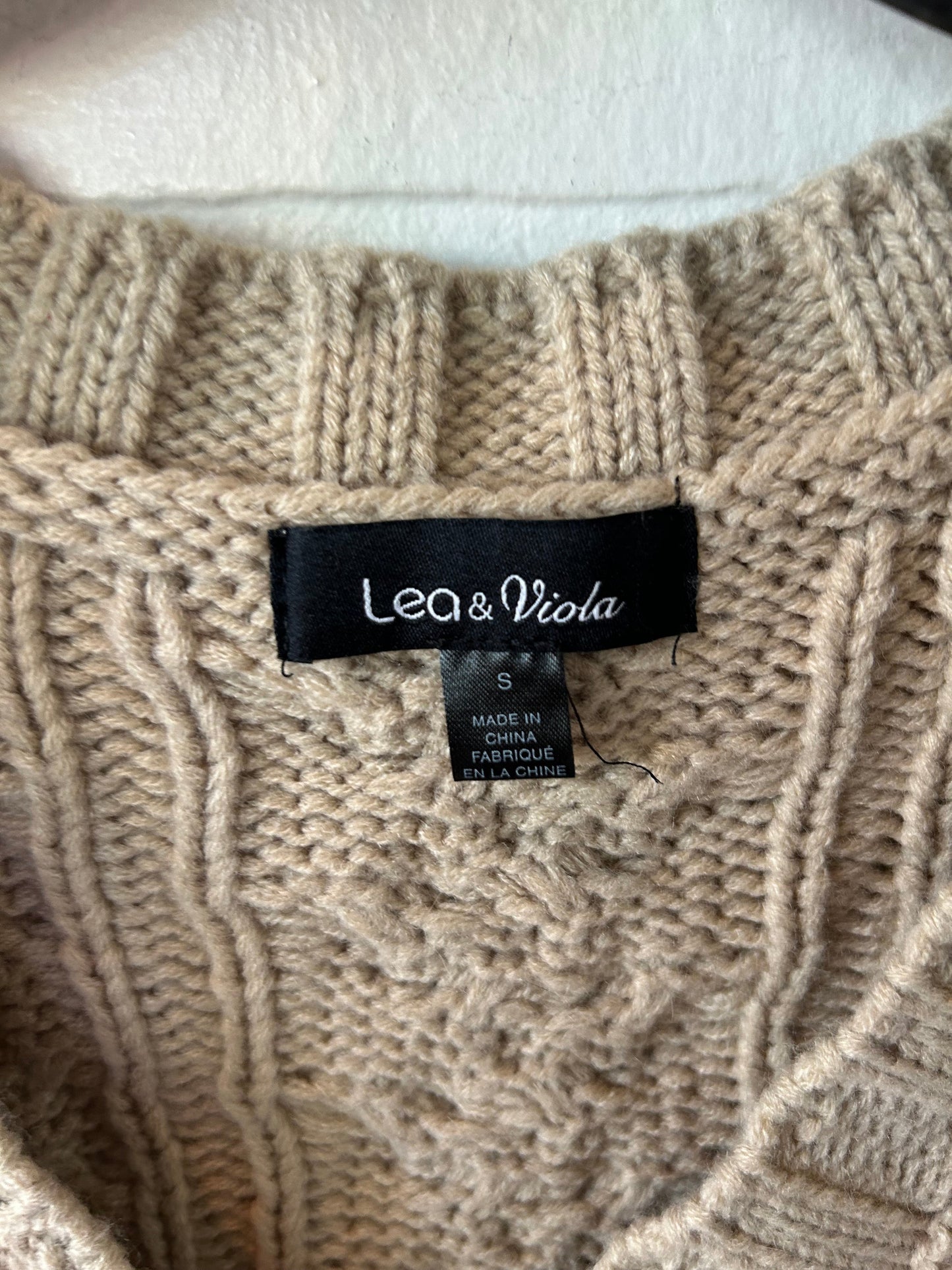 Vest Sweater By Lea & Viola In Tan, Size: S