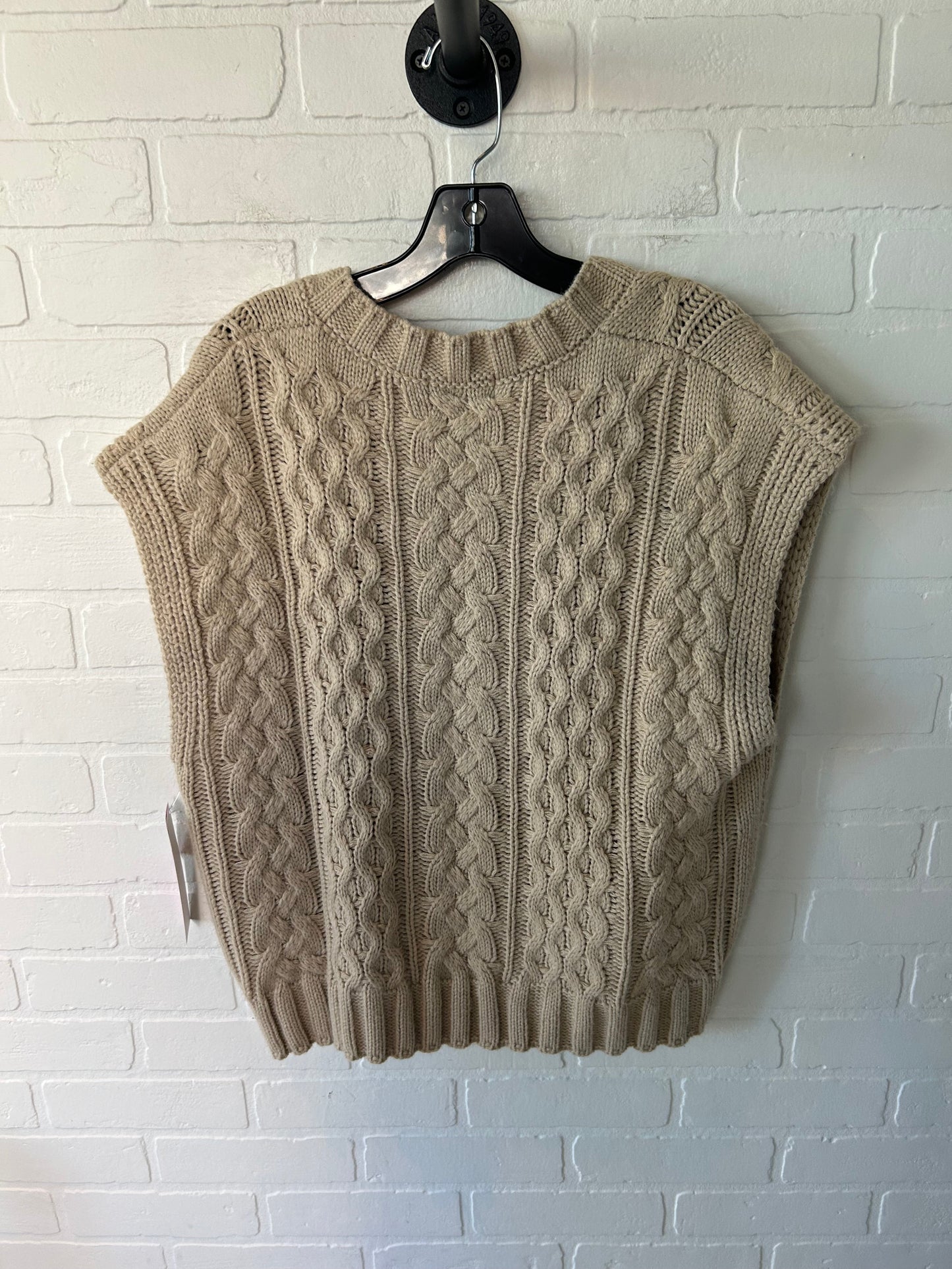 Vest Sweater By Lea & Viola In Tan, Size: S