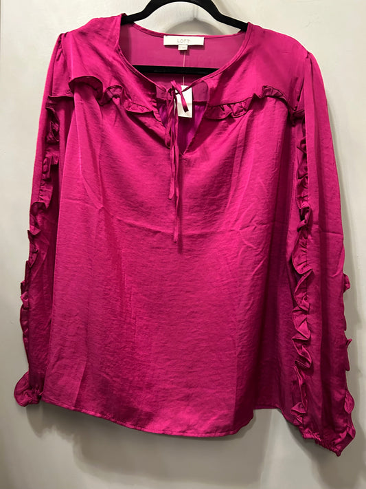 Top Long Sleeve By Loft In Pink, Size: L