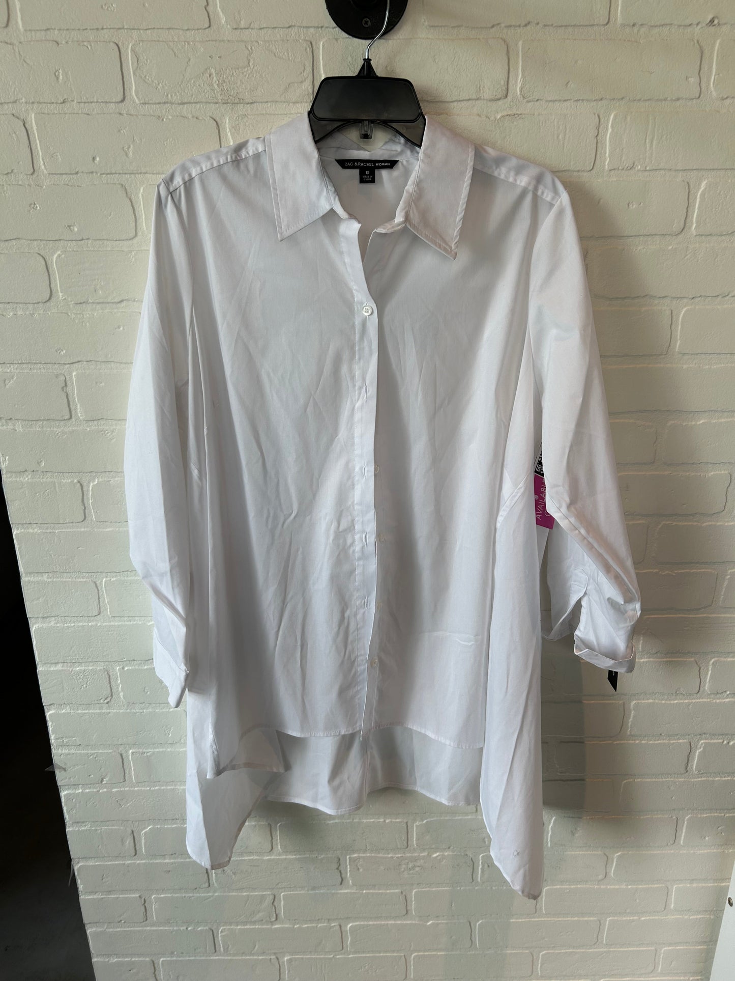 Top Long Sleeve By Zac And Rachel In White, Size: 1x