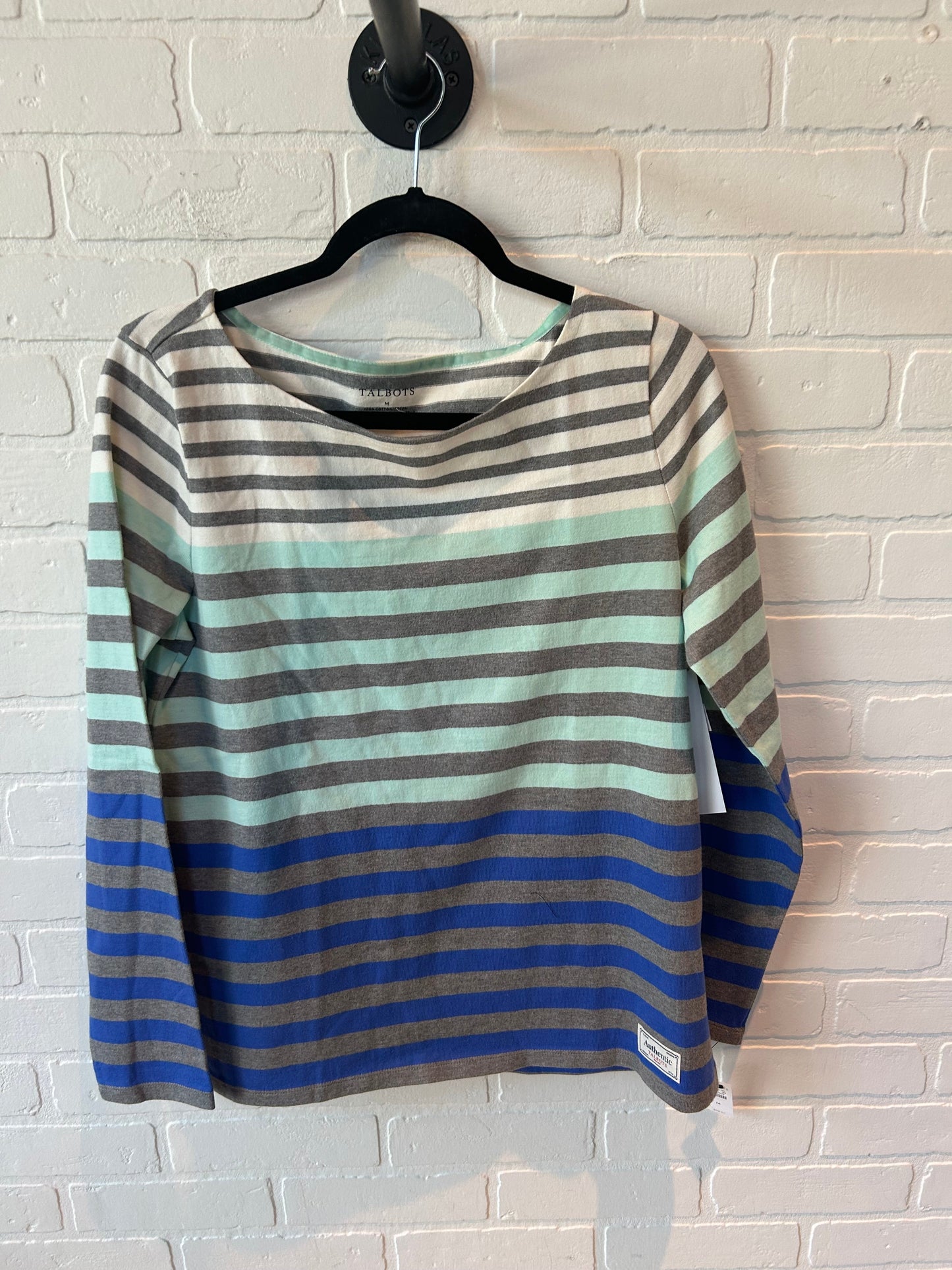 Top Long Sleeve By Talbots In Blue & Grey, Size: M