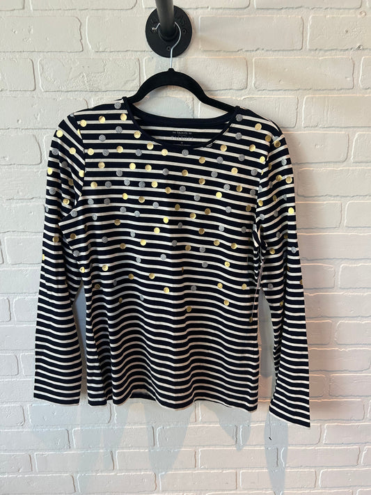 Top Long Sleeve Basic By Talbots In Blue & White, Size: M