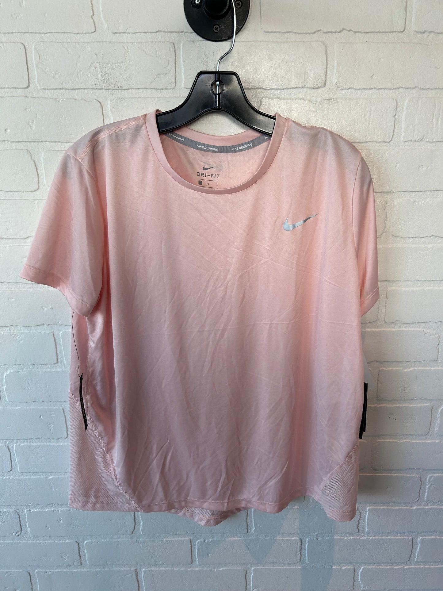 Athletic Top Short Sleeve By Nike In Pink, Size: L