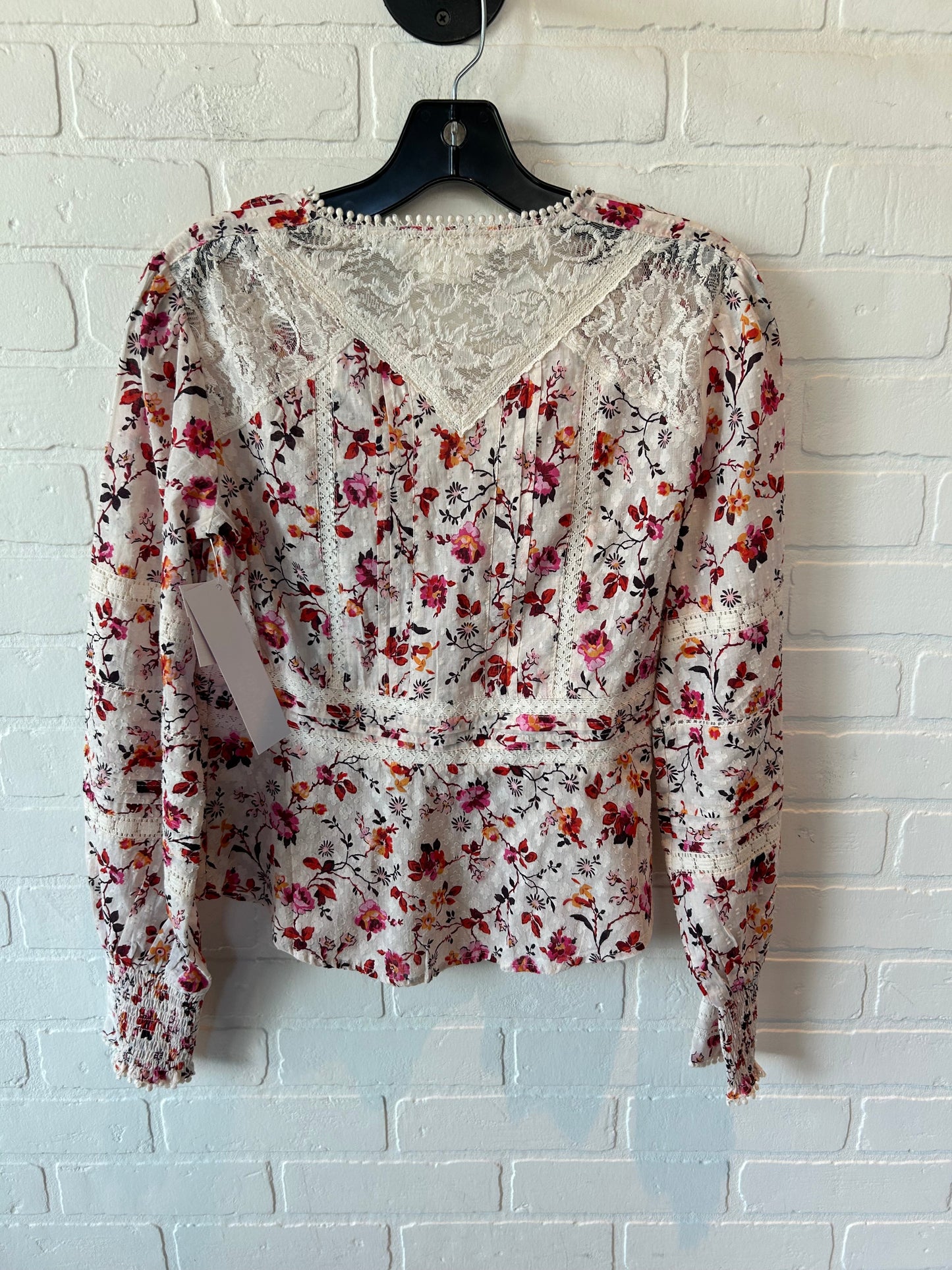 Top Long Sleeve By Anthropologie In Pink & Red, Size: S