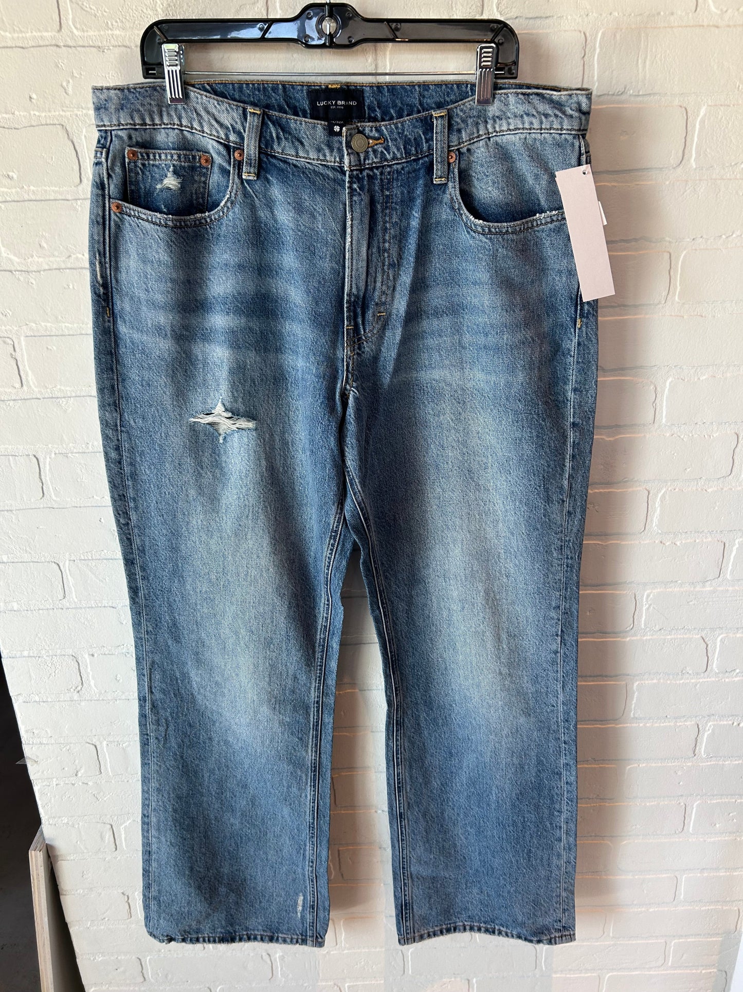 Jeans Straight By Lucky Brand In Blue Denim, Size: 14