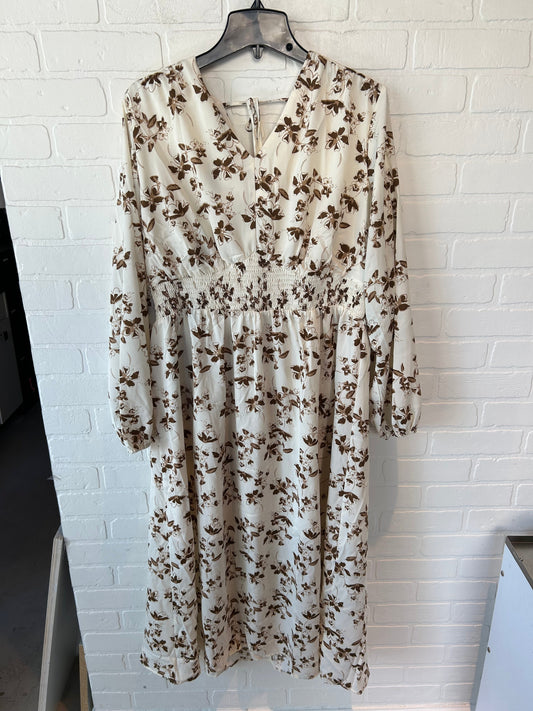 Dress Casual Midi By Grace Karin In Brown & Cream, Size: Xl