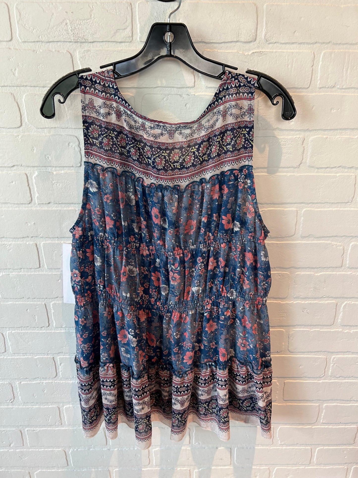 Top Sleeveless By Knox Rose In Blue & Pink, Size: L