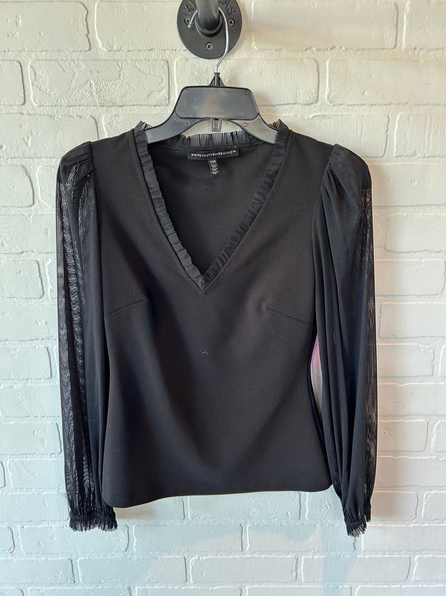 Top Long Sleeve By White House Black Market In Black, Size: Xxs