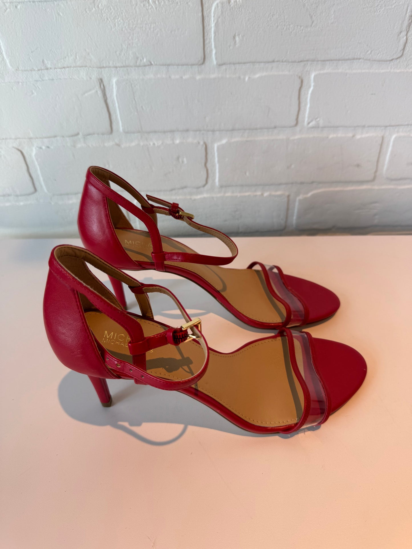 SANDALS HEELS BLOCK MICHAEL BY MICHAEL KORS in RED, Size: 7.5