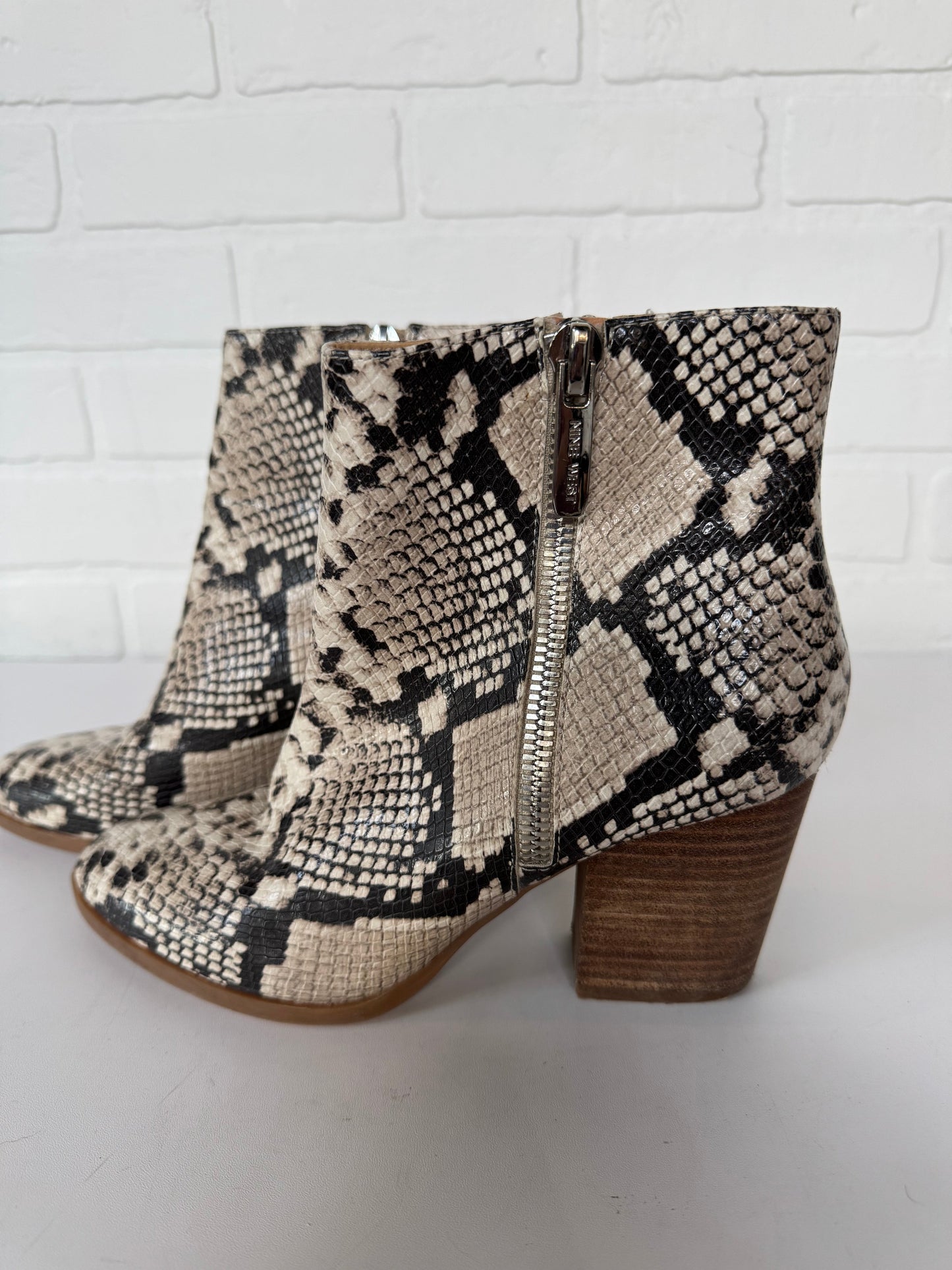 Boots Ankle Heels By Nine West In Snakeskin Print, Size: 7