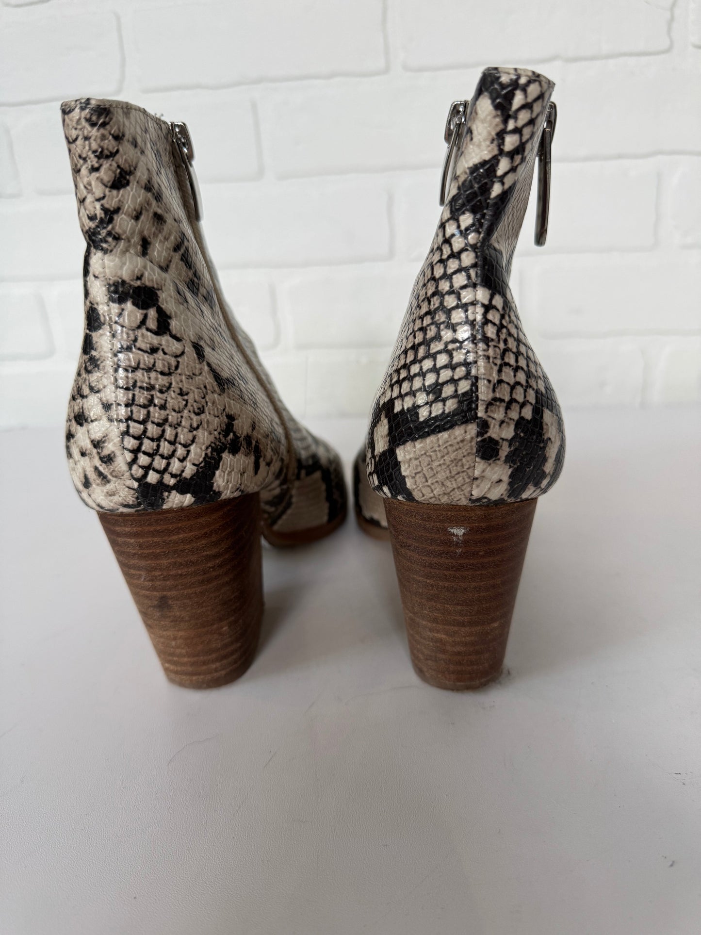 Boots Ankle Heels By Nine West In Snakeskin Print, Size: 7