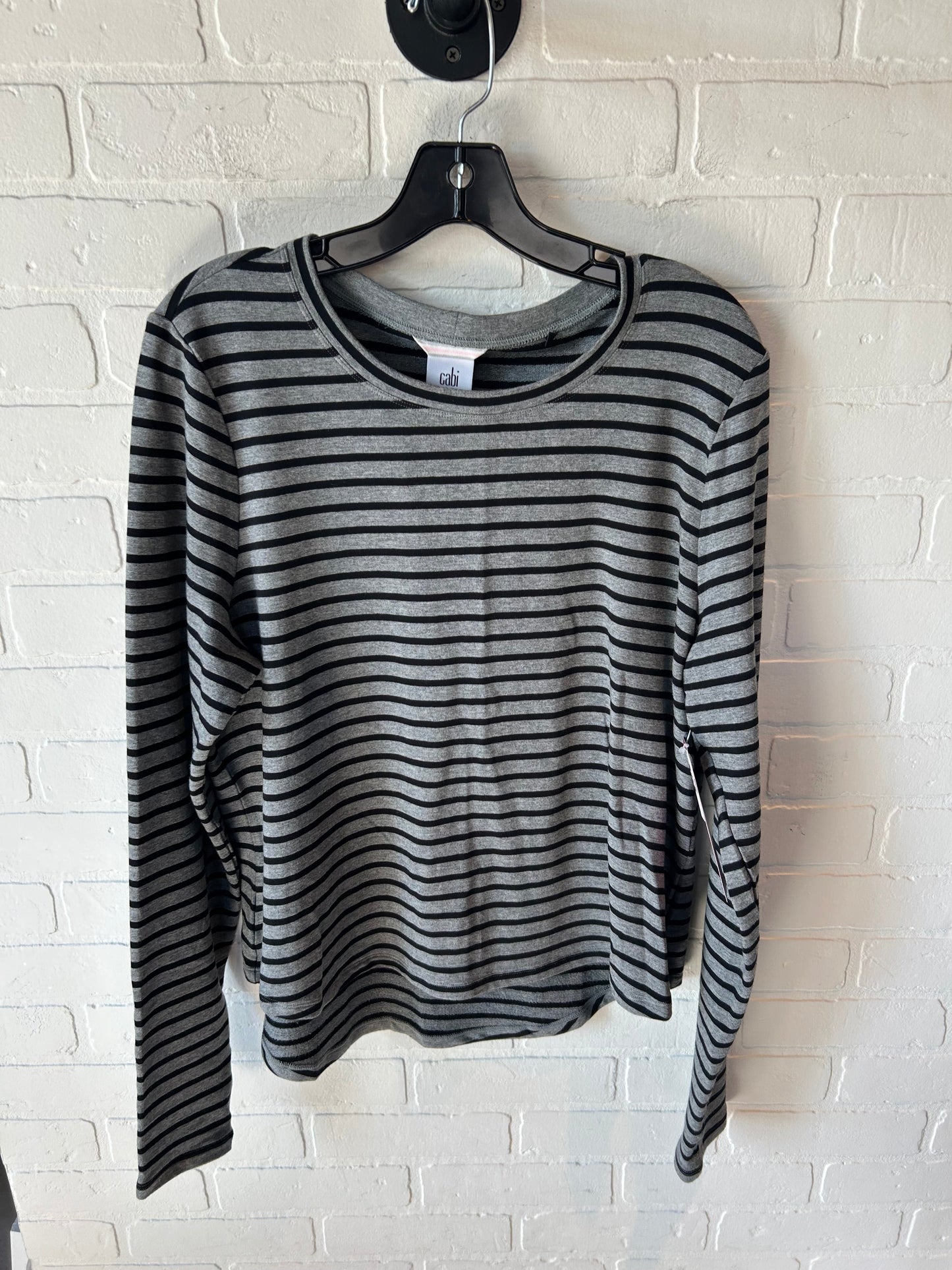 Top Long Sleeve By Cabi In Black & Grey, Size: L