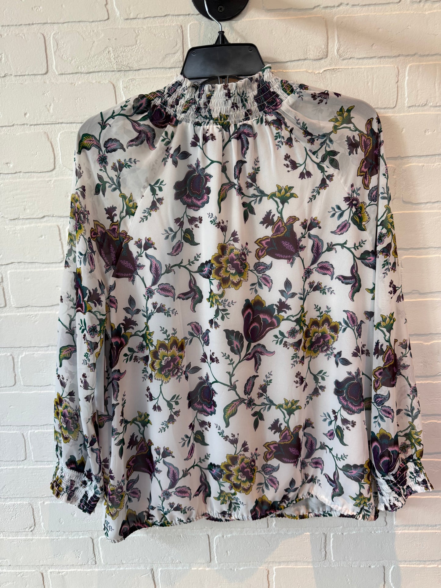 Top Long Sleeve By Ann Taylor In Purple & White, Size: M