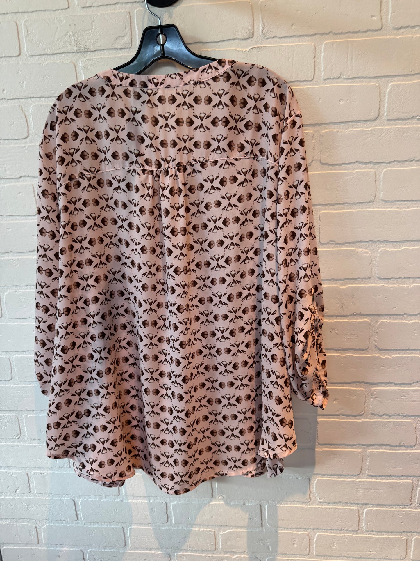 Top Long Sleeve By Maurices In Brown & Pink, Size: 3x