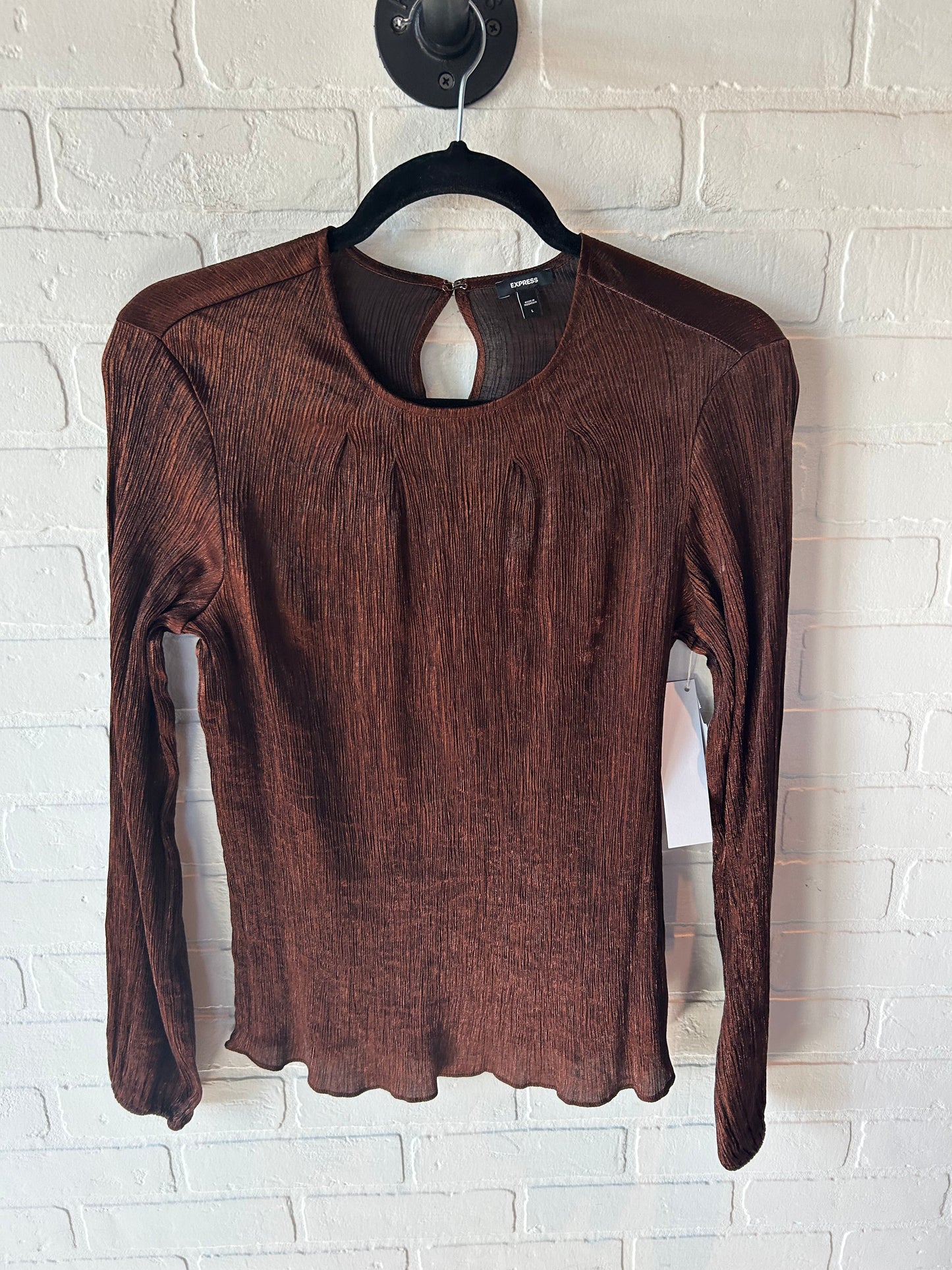 Top Long Sleeve By Express In Brown, Size: L