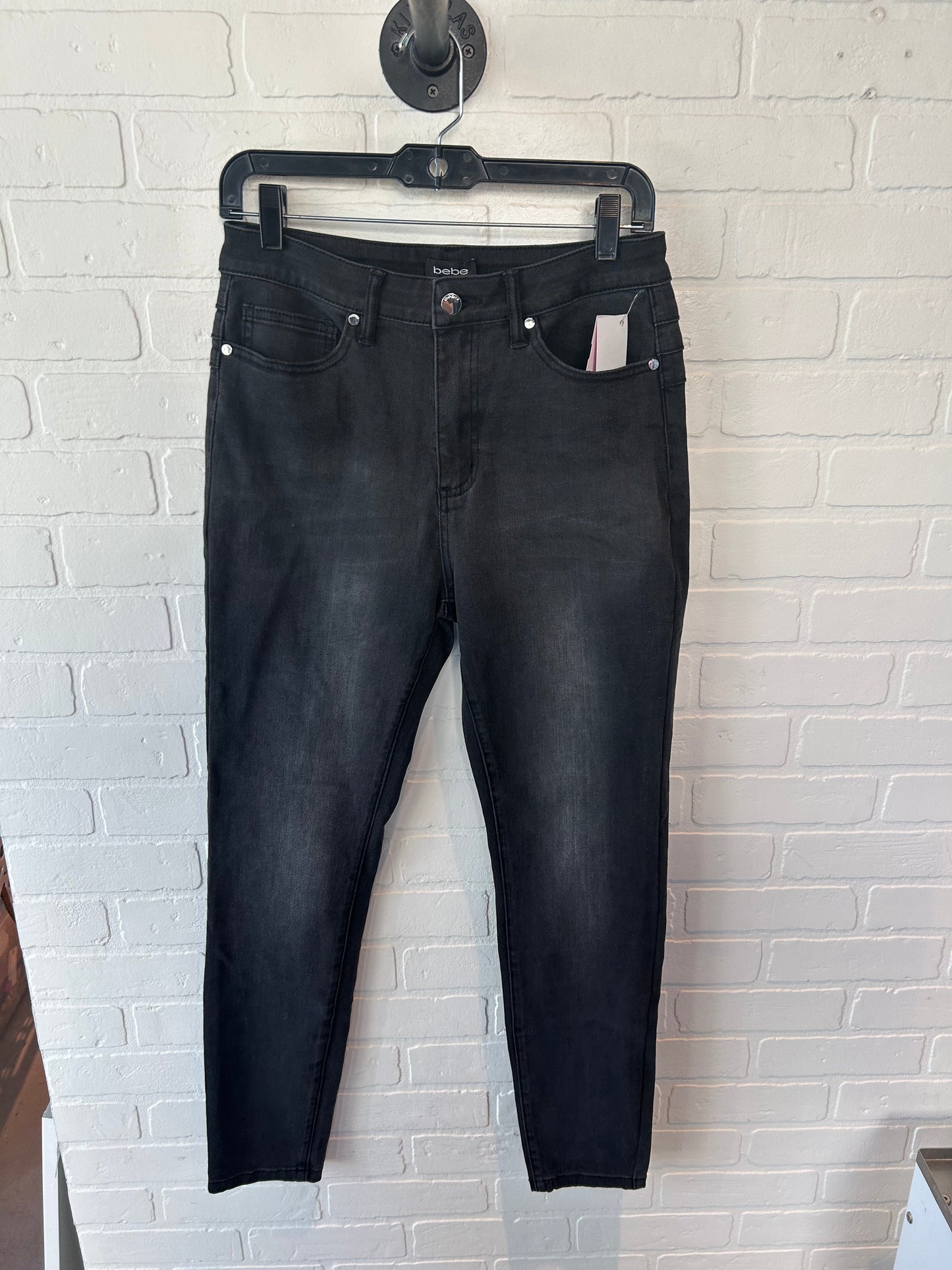 Jeans Skinny By Bebe In Black Denim, Size: 10