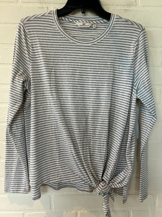 Top Long Sleeve By Vineyard Vines In Grey & White, Size: M