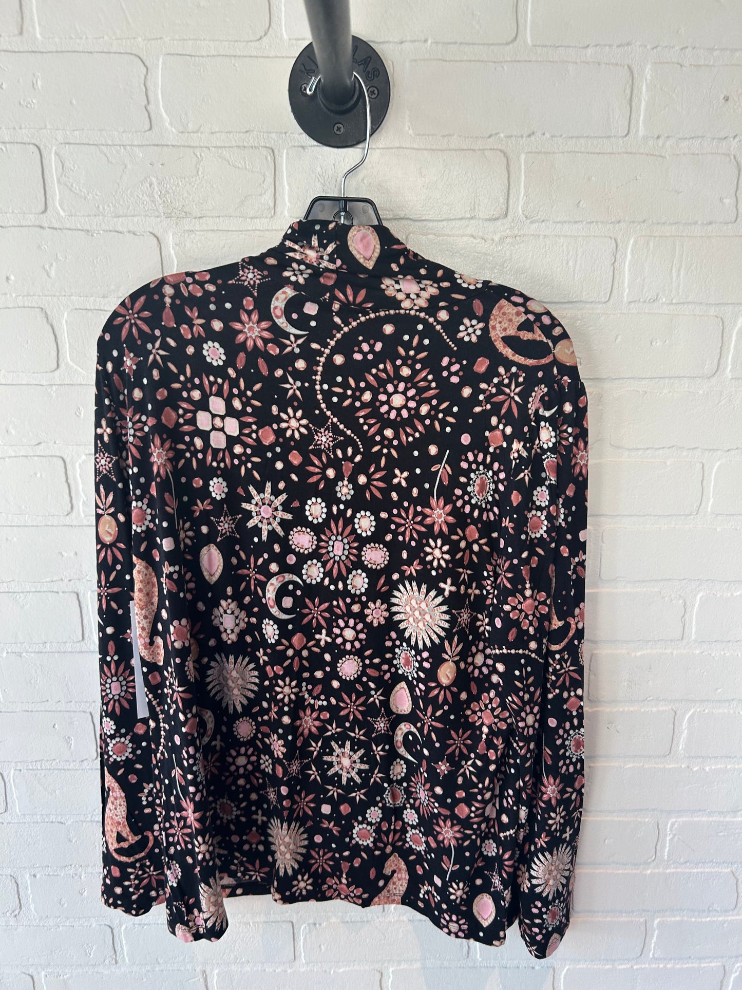 Top Long Sleeve By Ann Taylor In Black & Pink, Size: Xl