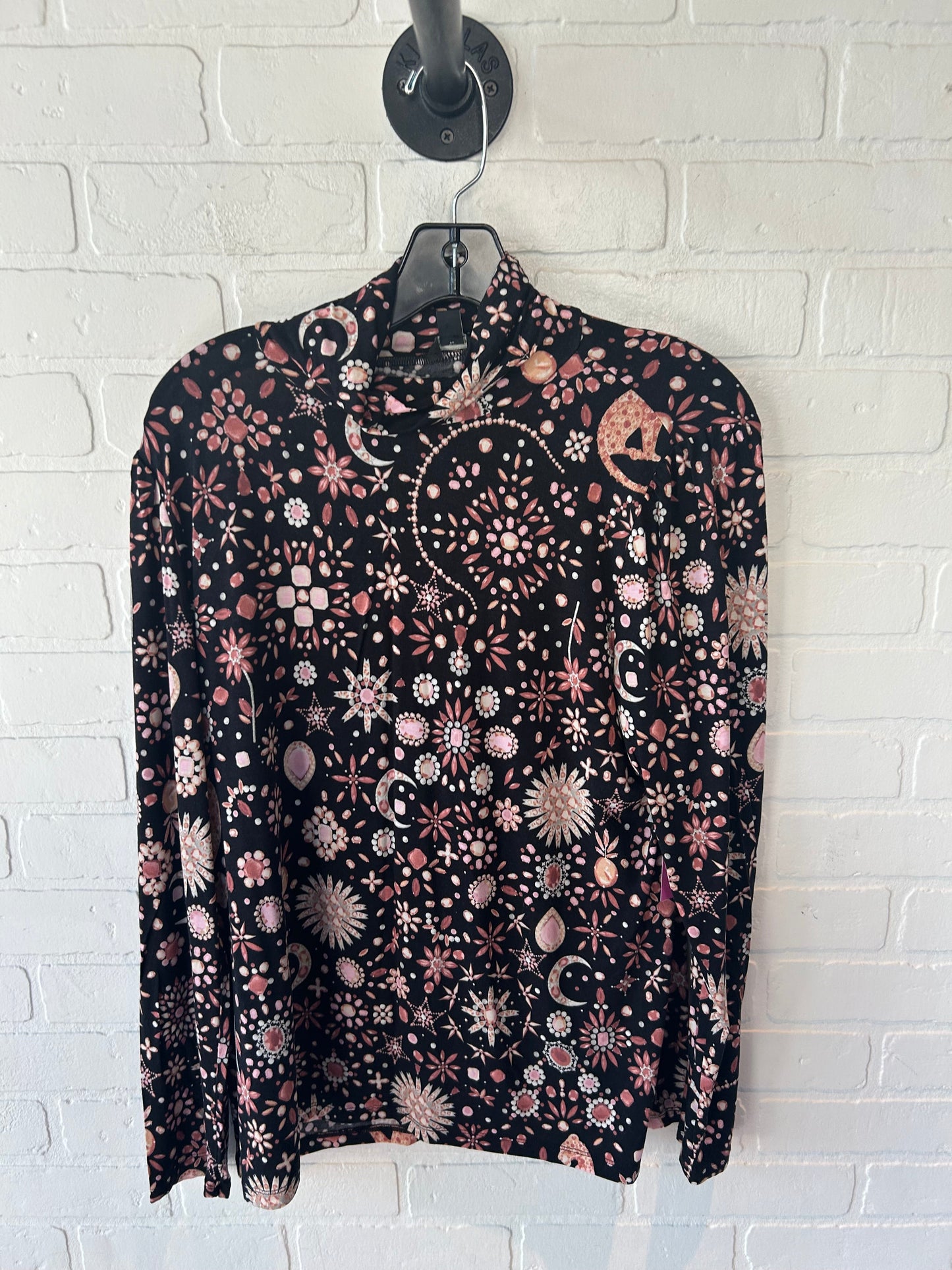 Top Long Sleeve By Ann Taylor In Black & Pink, Size: Xl