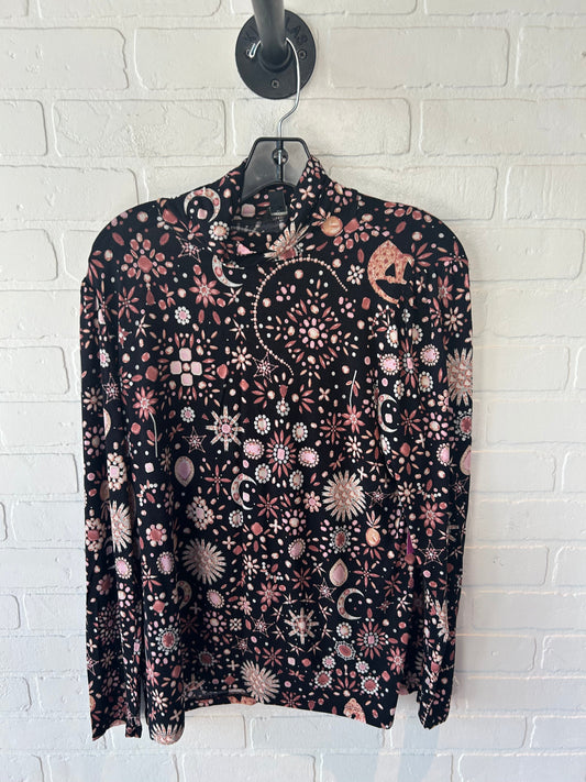 Top Long Sleeve By Ann Taylor In Black & Pink, Size: Xl