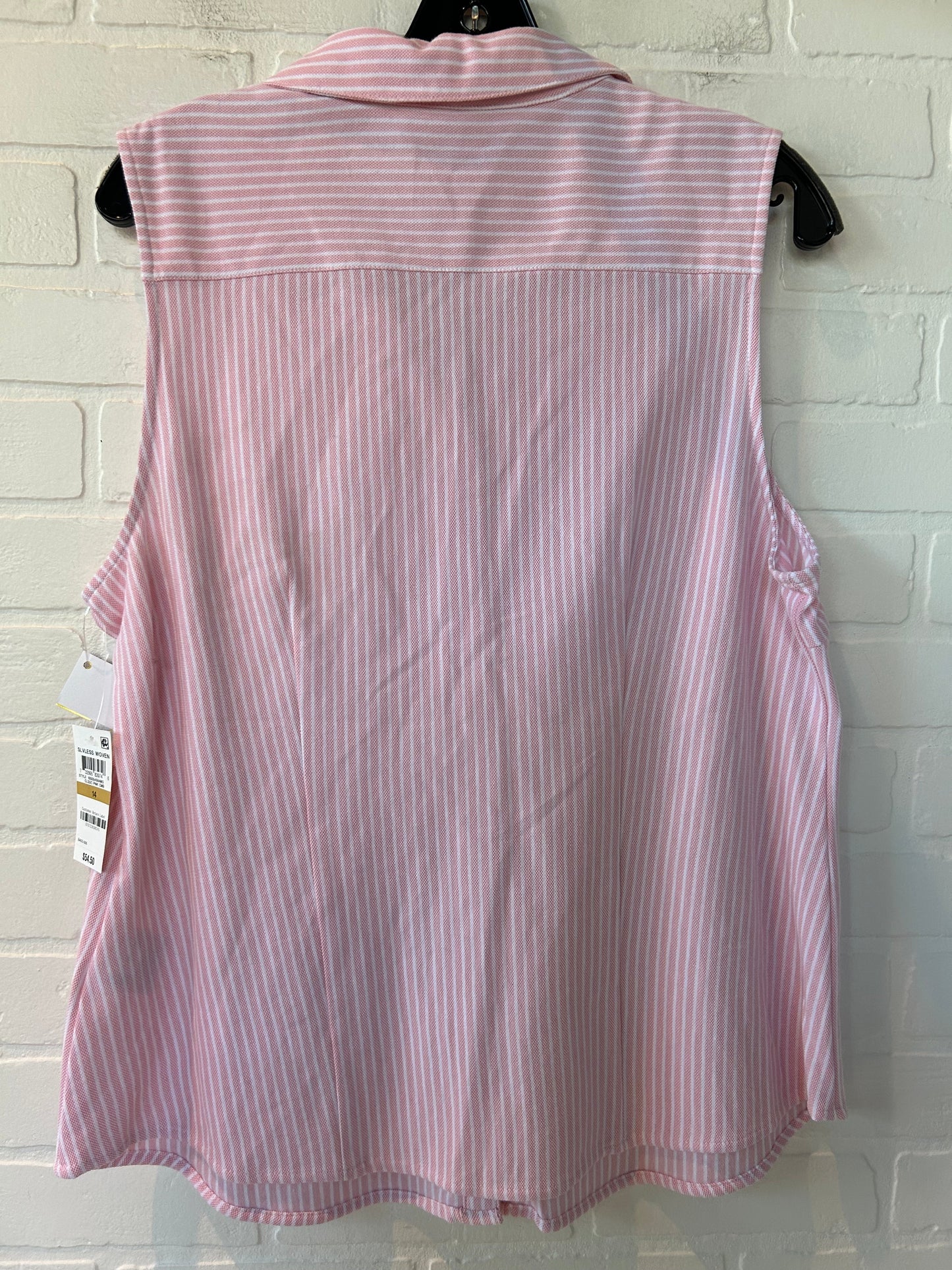 Top Sleeveless By Charter Club In Pink & White, Size: Xl