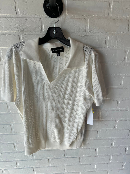 Sweater Short Sleeve By Premise In White, Size: Xl