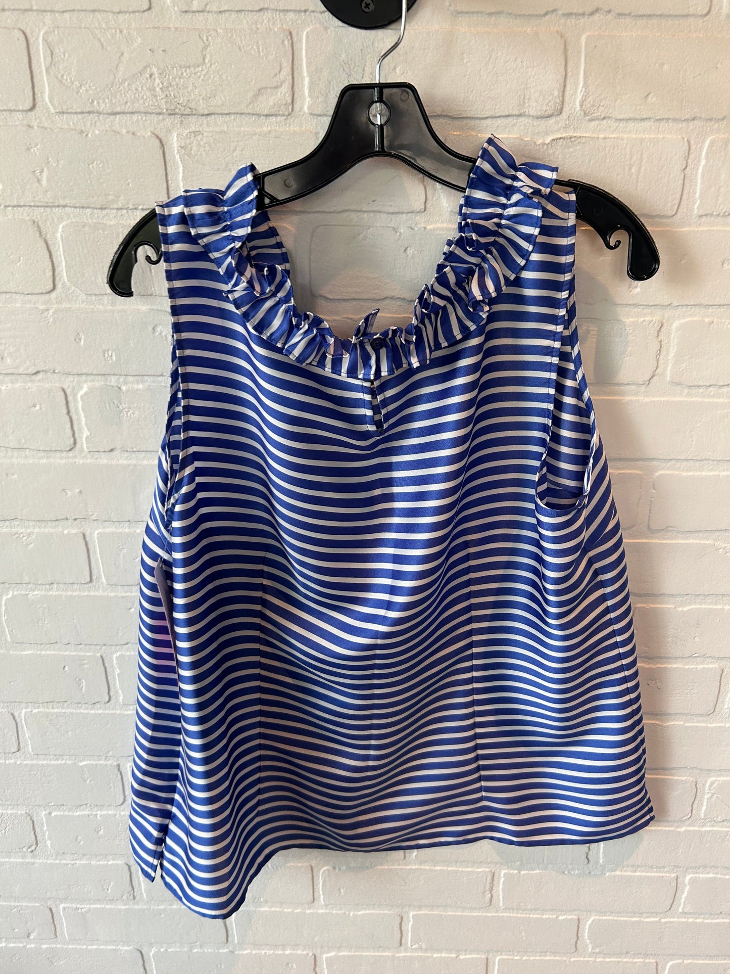 Top Sleeveless By Talbots In Blue & White, Size: Xl