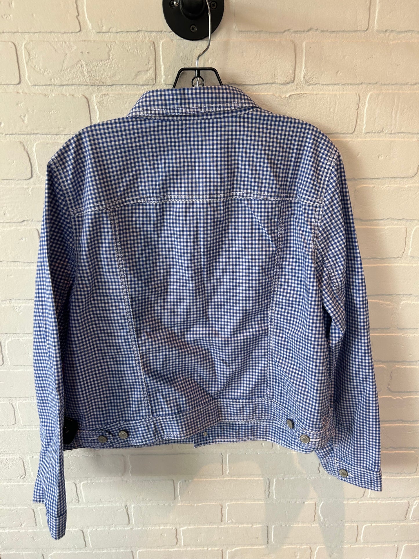 Jacket Shirt By Talbots In Blue & White, Size: Xl