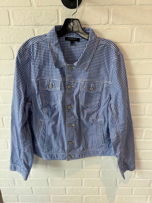 Jacket Shirt By Talbots In Blue & White, Size: Xl