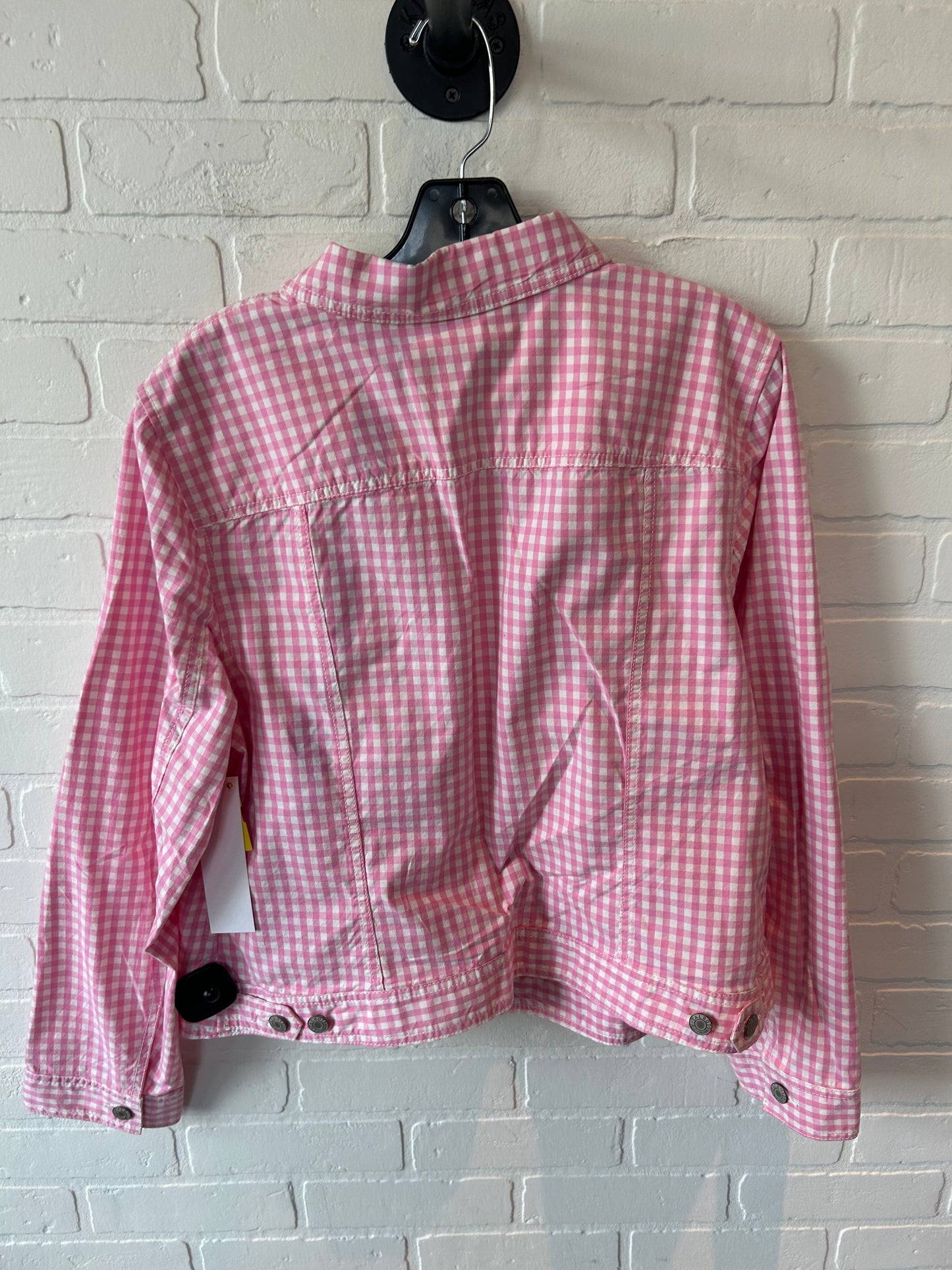 Jacket Shirt By Talbots In Pink & White, Size: Xl