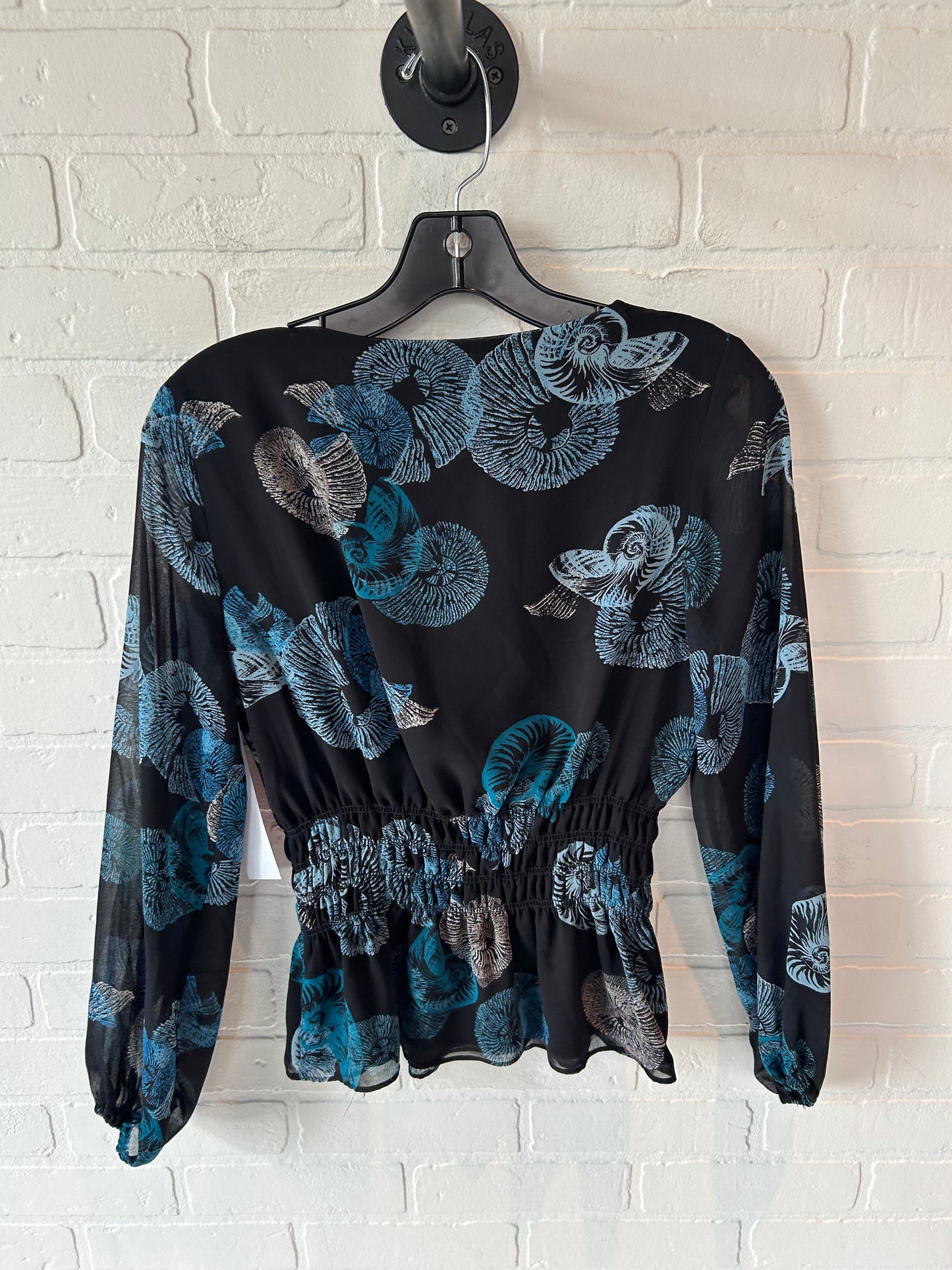 Top Long Sleeve By White House Black Market In Black & Blue, Size: Xs