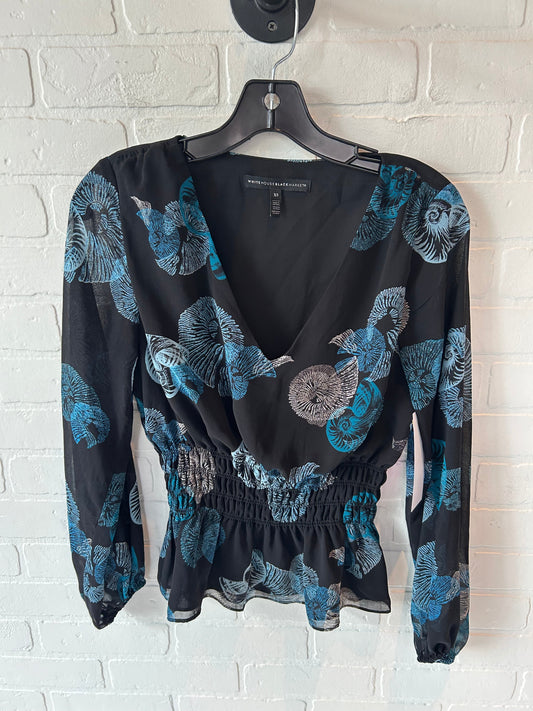 Top Long Sleeve By White House Black Market In Black & Blue, Size: Xs